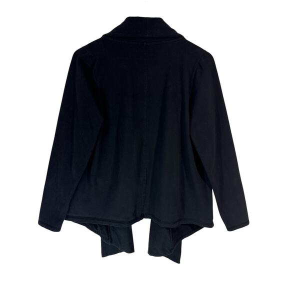 Pact Women’s Avenue Draped Cardigan Size L Black Organic Cotton Blend Open Front - Picture 3 of 9